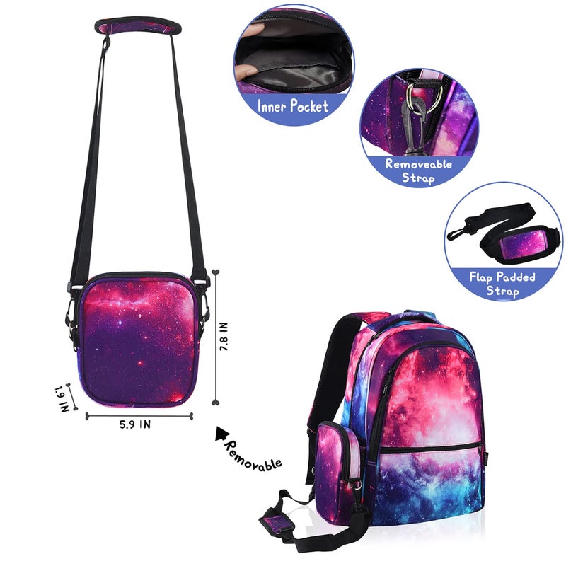 E-Clover Galaxy Backpack for Girls Kids Backpacks with Lunch Box Set School Bag for Elementary Kindergarten Purple Space - Image 4